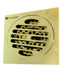 Душевой трап с обратным клапаном Ganzer T001E 10x10 см золото - фото 3113849