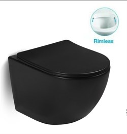 Унитаз подвесной безободковый SantiLine SL-5018B с сиденьем микролифт черный - фото 4280894