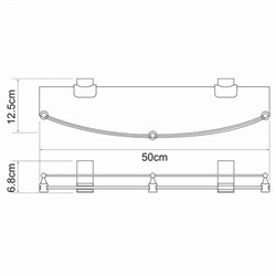 Полка стеклянная с бортиком WasserKRAFT Leine K5000 K-5044 - фото 4303647