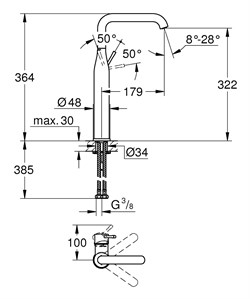 Смеситель для раковины GROHE Essence New XL-Size отдельностоящий теплый закат глянец 32901DA1 - фото 4306335