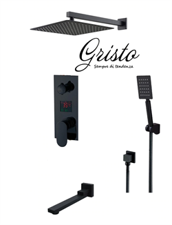 Душевая система скрытого монтажа со смесителем Gristo Black GB-4061 черный матовый - фото 4331600