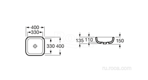 Раковина Roca Khroma 40х40 327654000